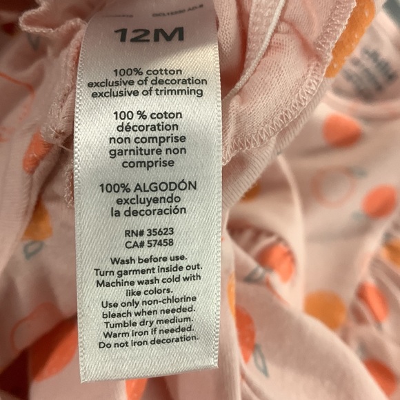 Carter’s baby girl Spring Summer romper Oranges Citrus print 12 months - Picture 9 of 10